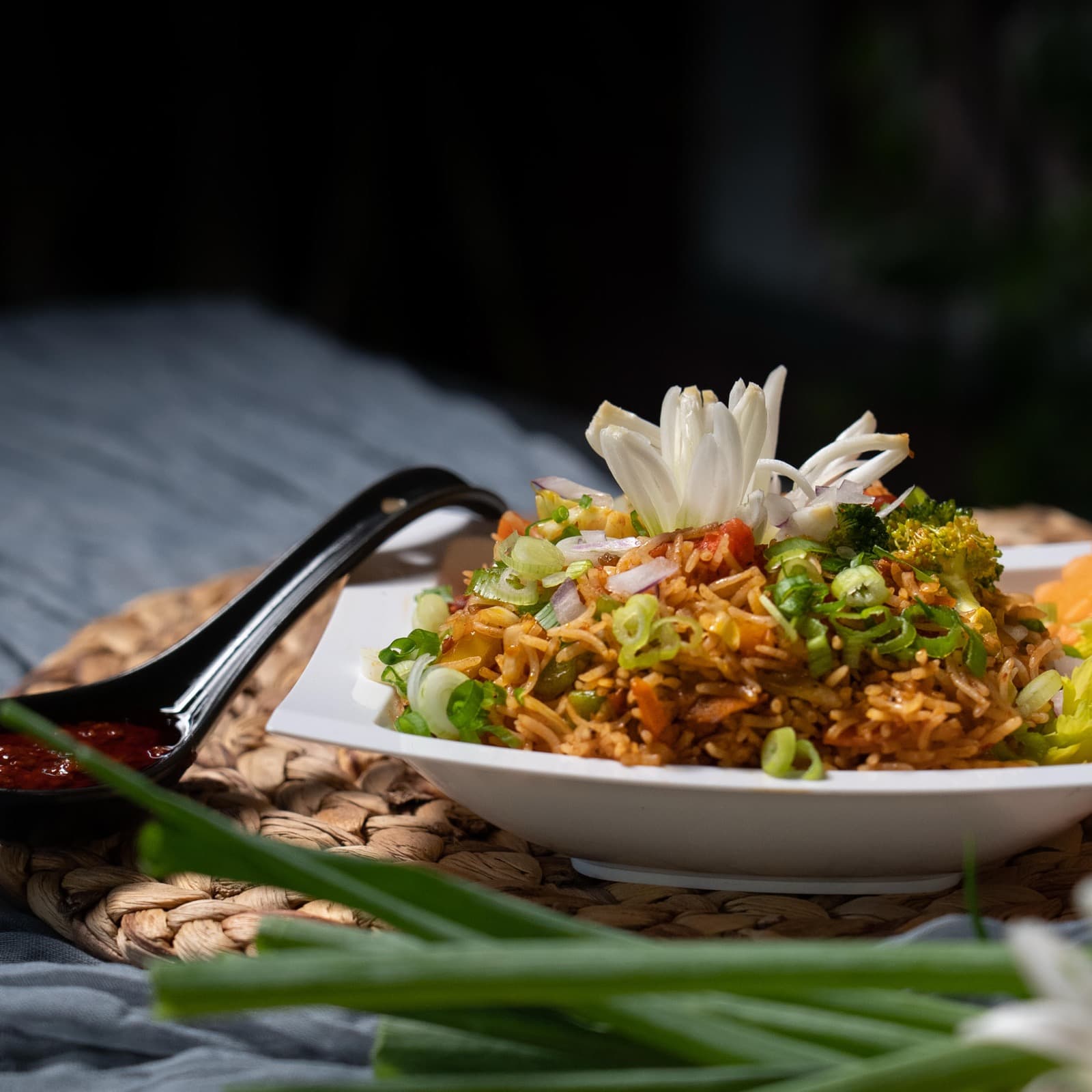 Schezwan fried rice made to order at Bombay Hut